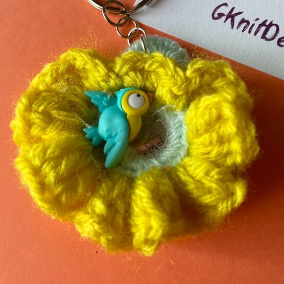 Handmade Bag Charm, Keychain Charm, Crochet Gift, Charm With Bird - Picture 4 of 7